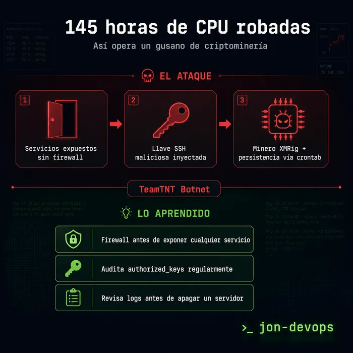 Audité un VPS y encontré un gusano que llevaba 6 días adentro